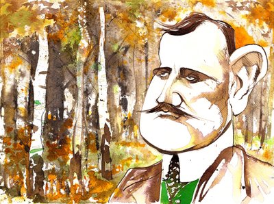 Jean Sibelius, caricatured as a younger man by Neale Osborne